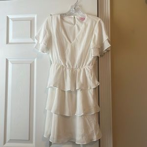 Pink Lily White Ruffle Dress